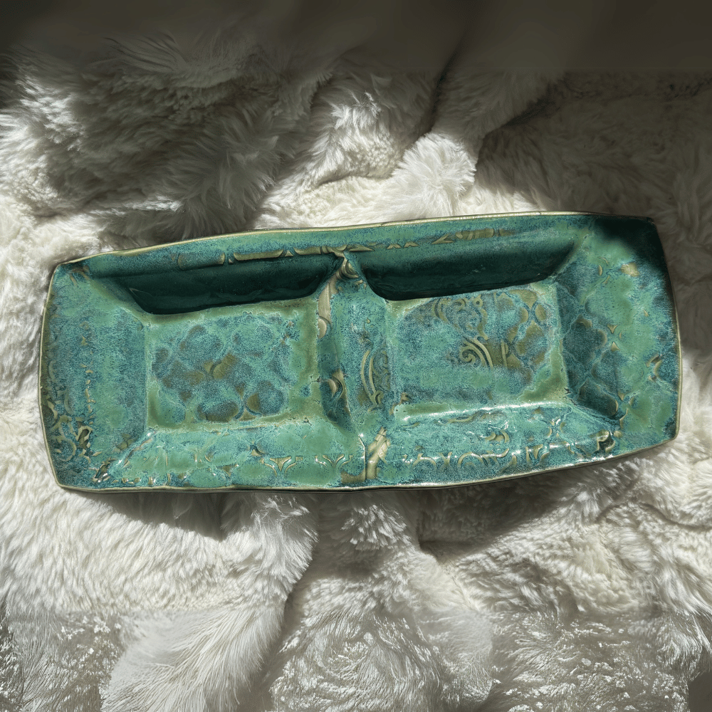 Green Sushi Tray | Segmented Ceramic Platter