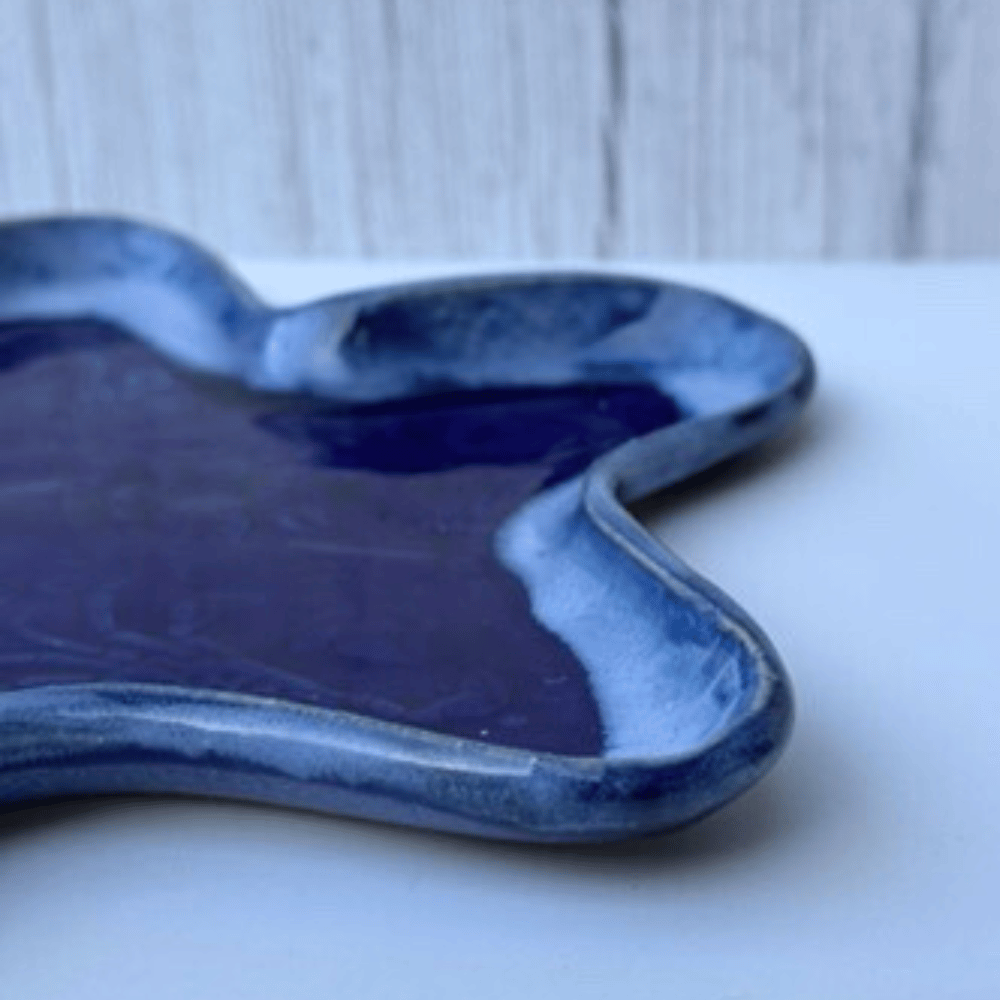 Blue Starfish Plate - Crab Texture
