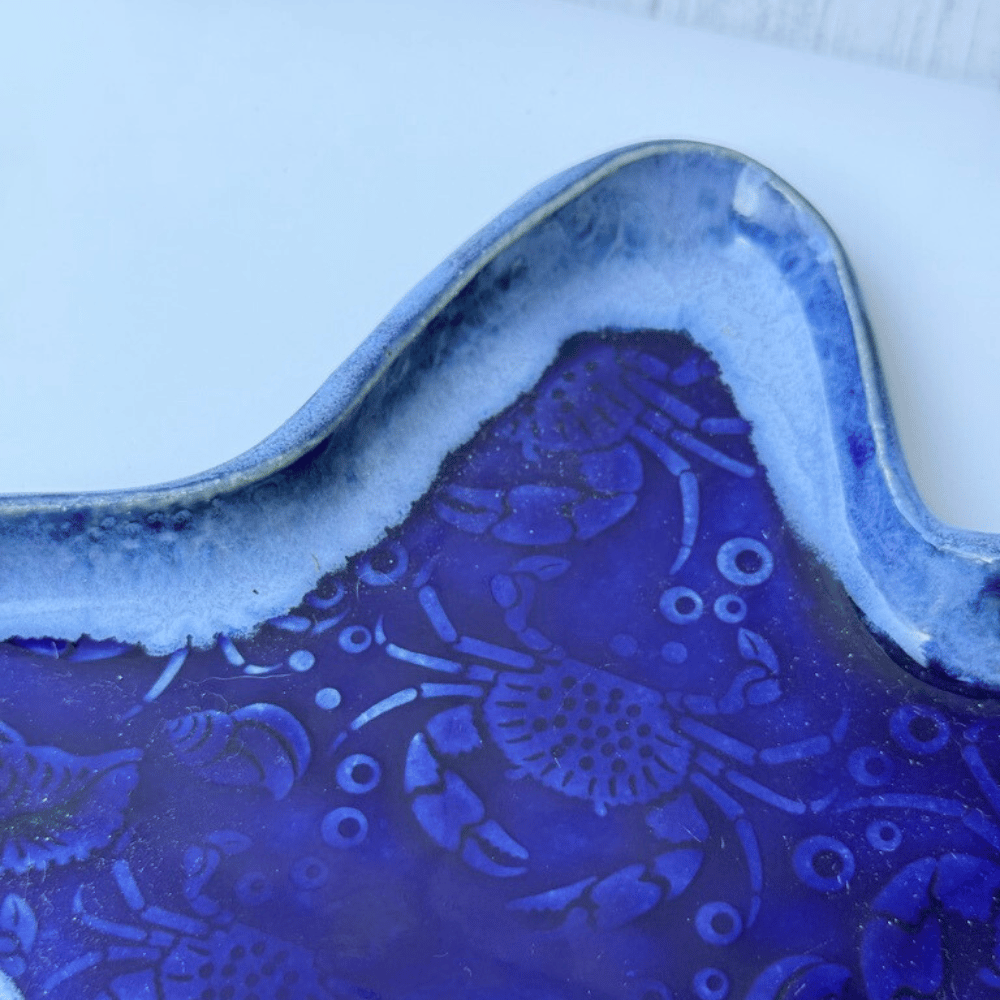 Blue Starfish Plate - Crab Texture