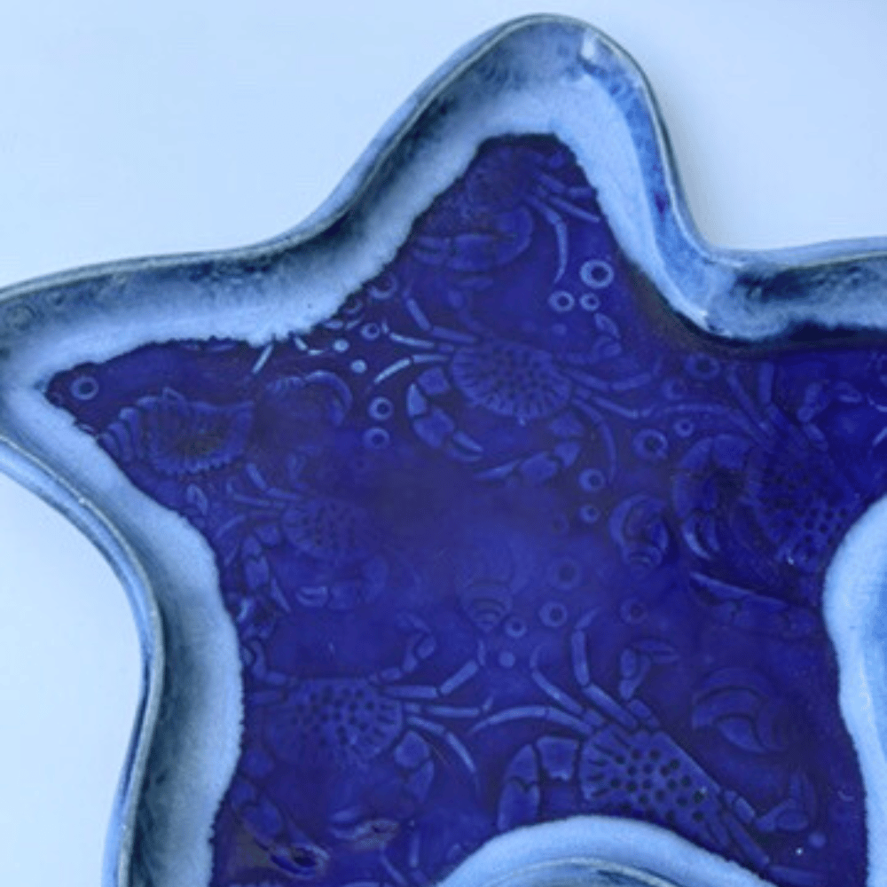 Blue Starfish Plate - Crab Texture