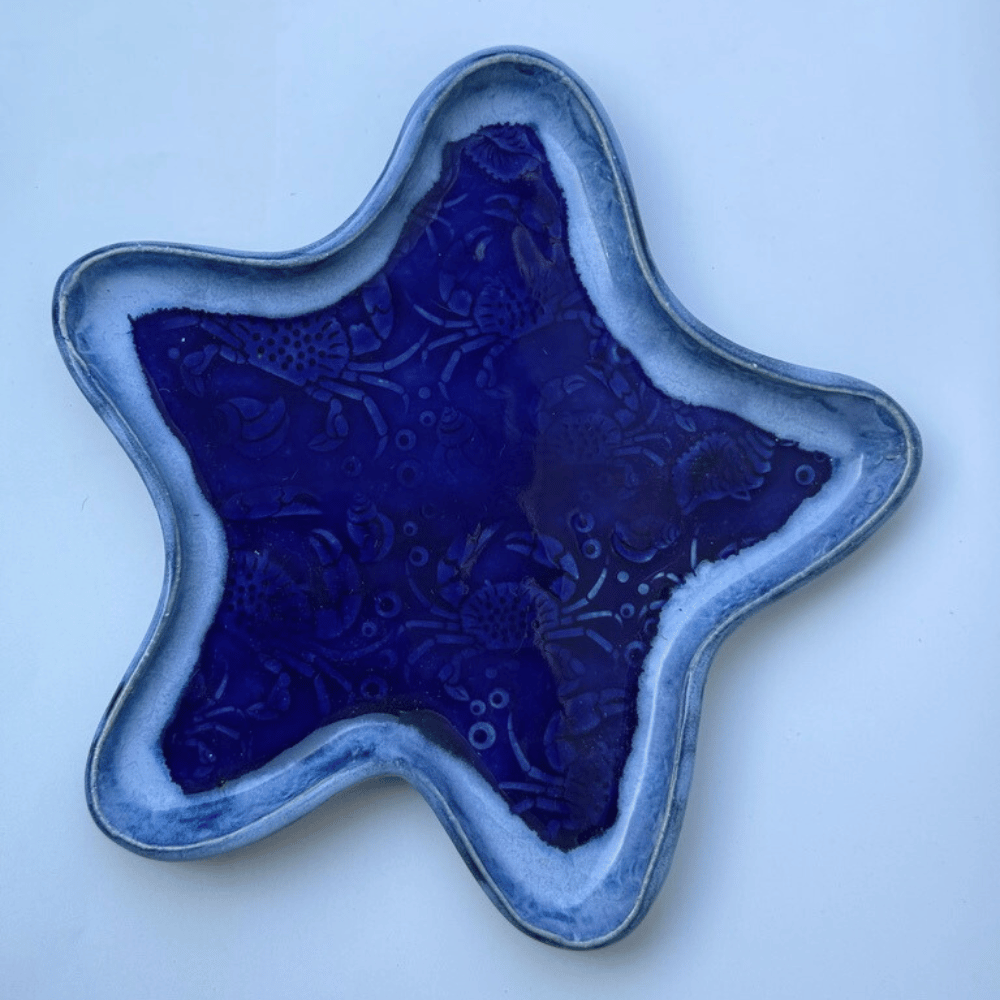 Blue Starfish Plate - Crab Texture