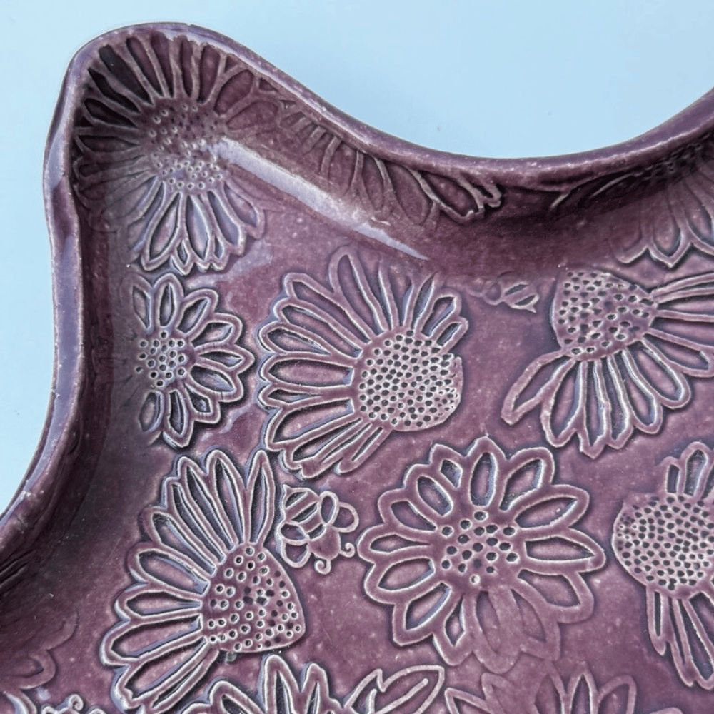 Coneflower Ceramic Plate Purple