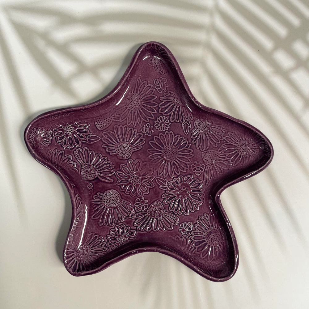 Coneflower Ceramic Plate Purple
