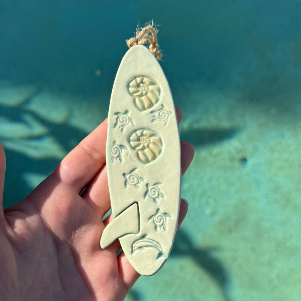 Aqua Surfboard Hanging Ornament