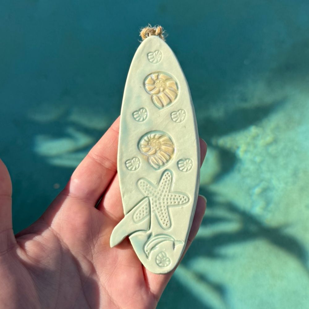 Aqua Surfboard Hanging Ornament