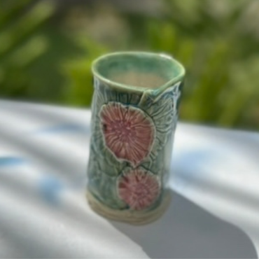 green botanical ceramic bud vase Australian pottery