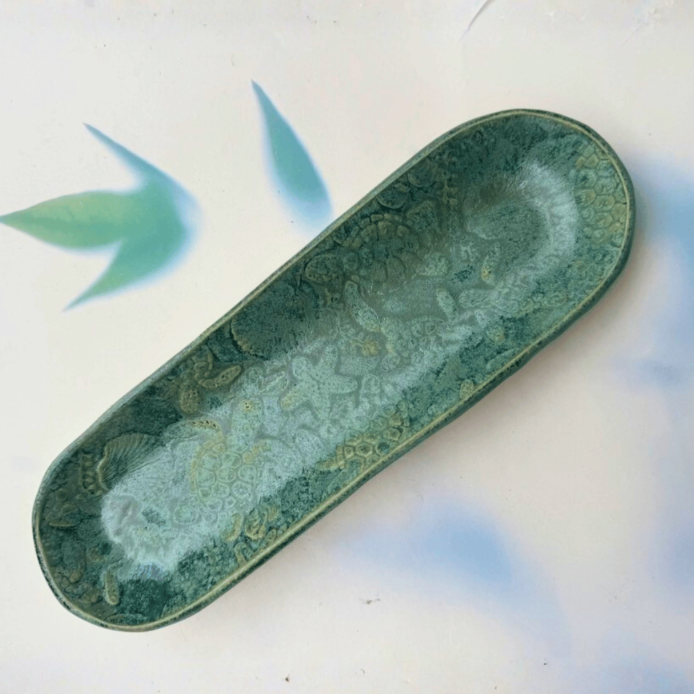 Ceramic Tray with turtle and ocean print