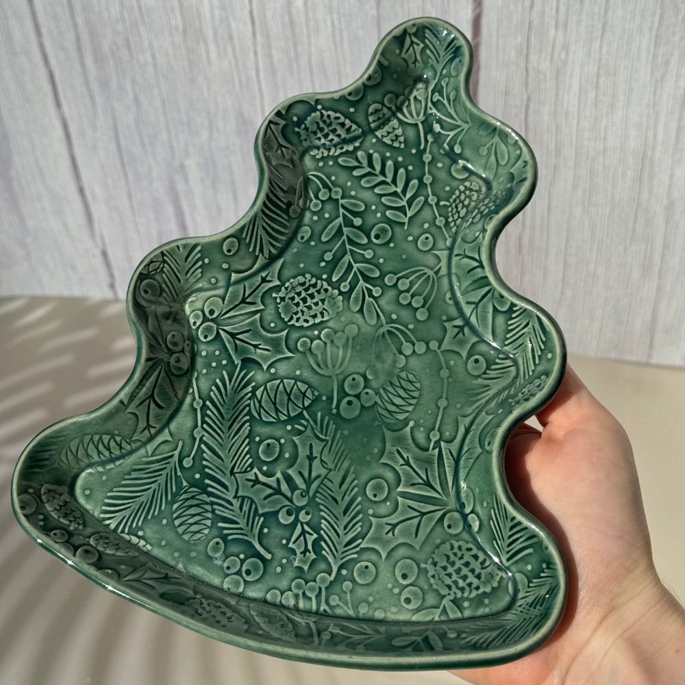 deep green Christmas Tree Plate