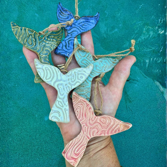 Whale / Mermaid Tail Hanging Ceramic Ornaments