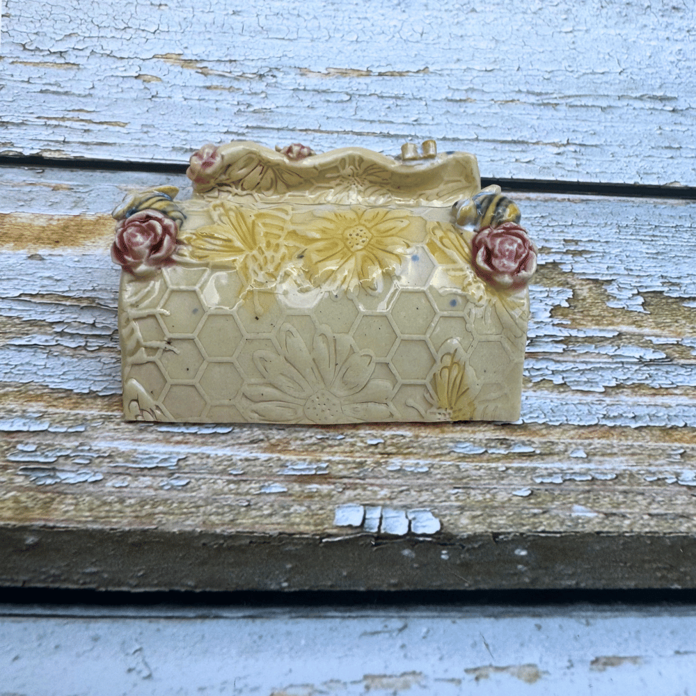 Honey Bloom Ceramic Business Card Holder