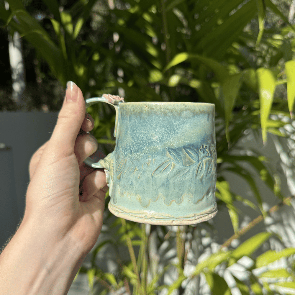 dragonfly surprise mug handmade pottery Australia