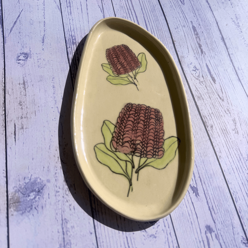 Australian native flower pottery platter