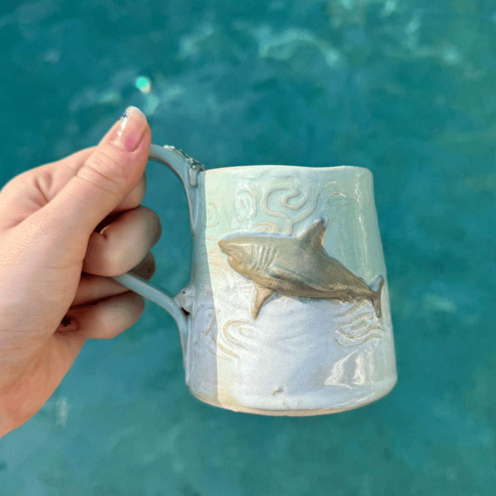 unique handmade shark coffee mug Australian ceramics
