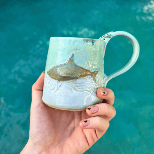 handmade shark mug Mudjimba Sunshine Coast ceramic