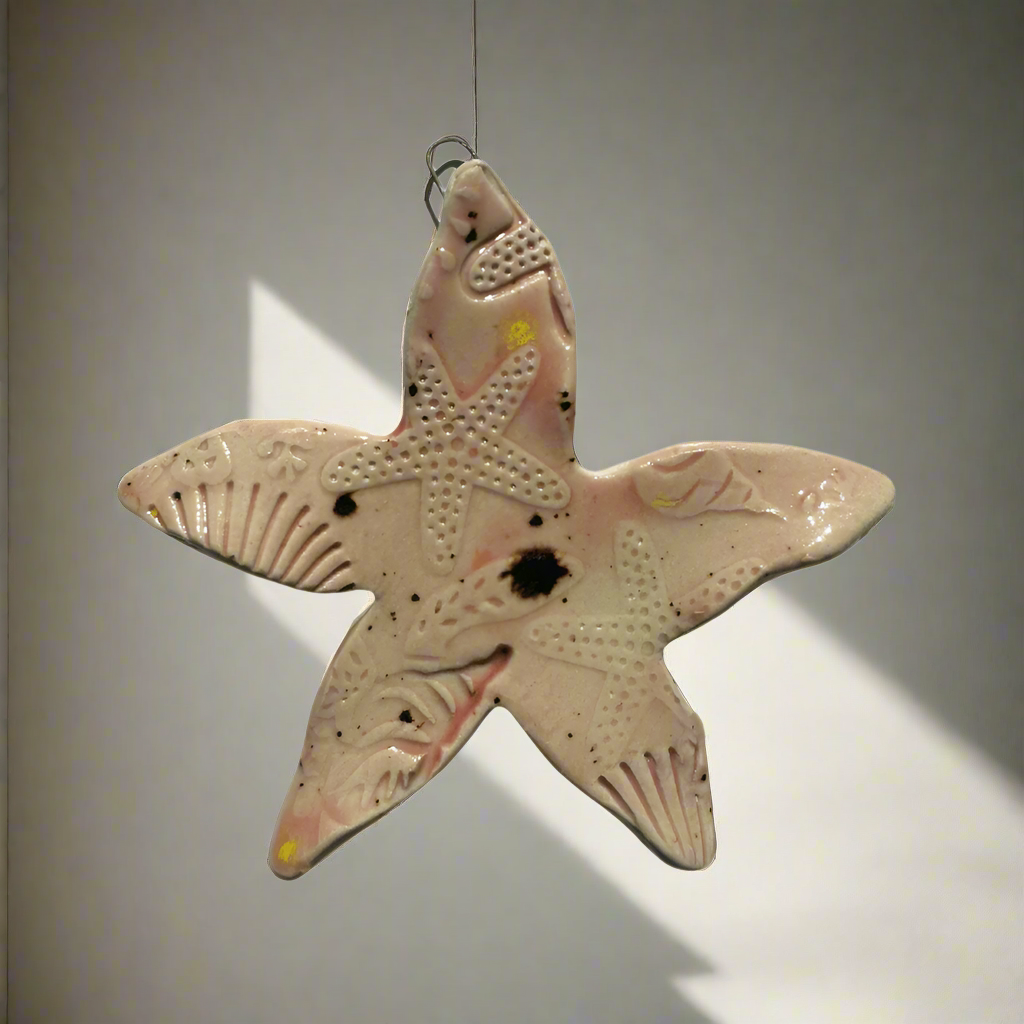 Pink Speckled Starfish Hanging Ornament