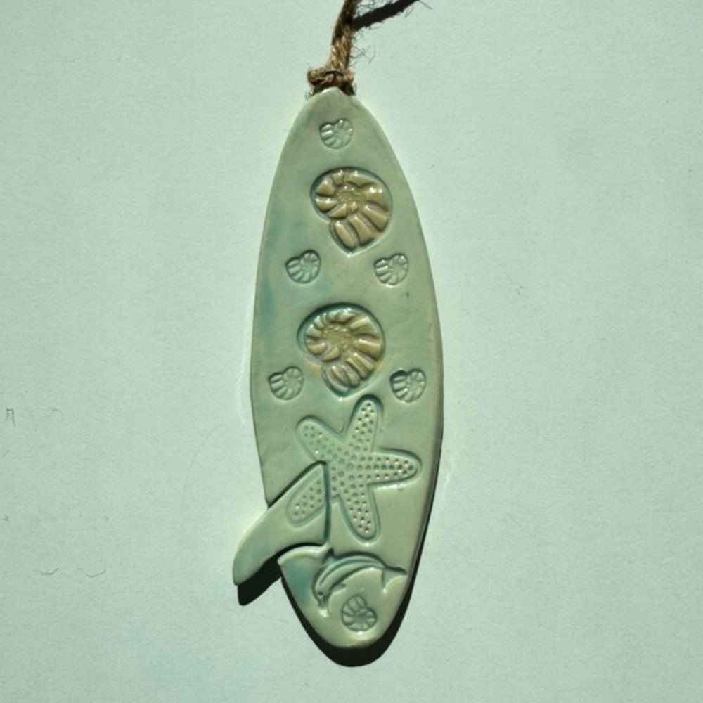 Aqua Surfboard Hanging Ornament