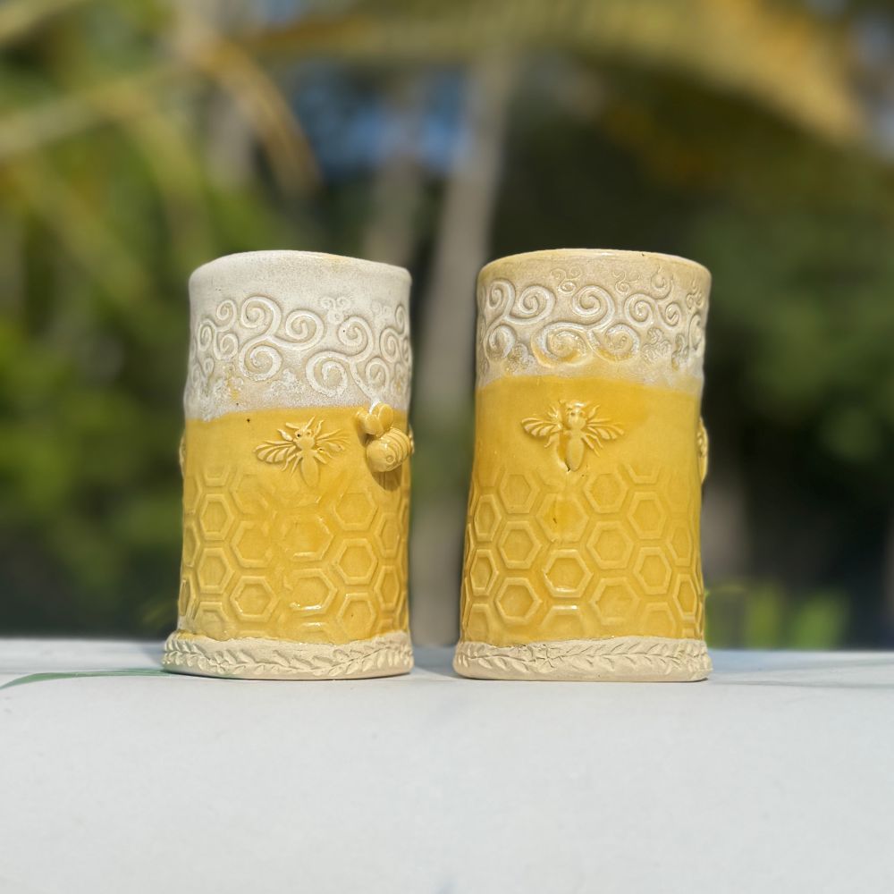 Honey Hive Ceramic Bud Vase