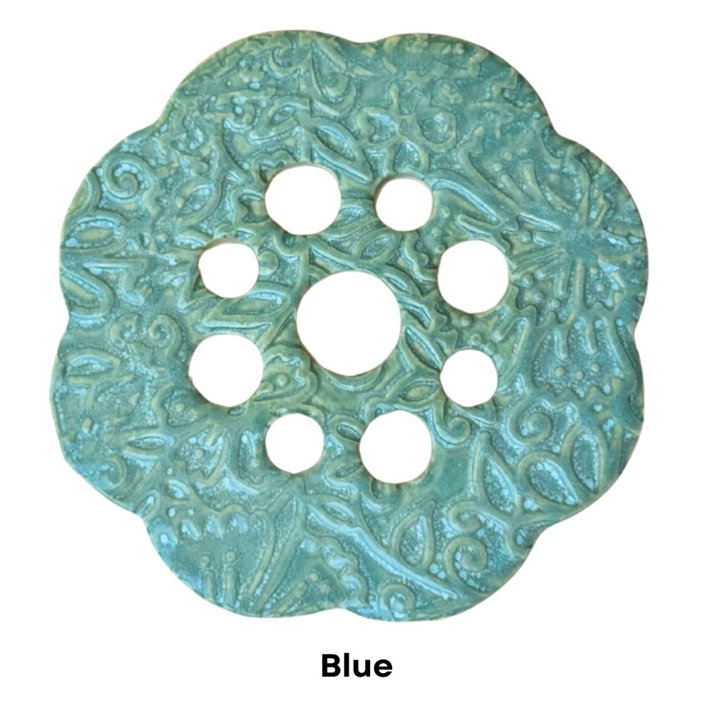 Blue Ceramic Flower Frog vase topper