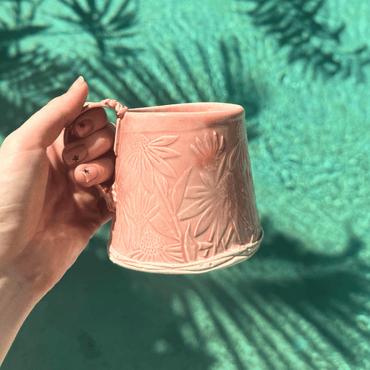 handmade ceramic mug australia blush pink floral mug