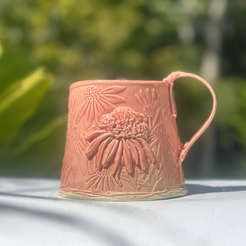 artisan ceramic mug australia floral handmade pottery