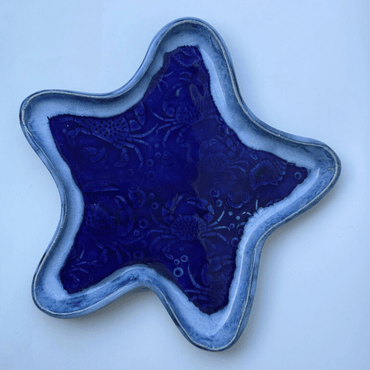 Blue Starfish Plate - Crab Texture