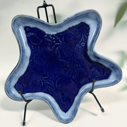 Blue Starfish Plate - Crab Texture