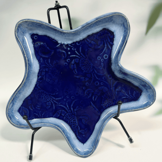Blue Starfish Plate - Crab Texture