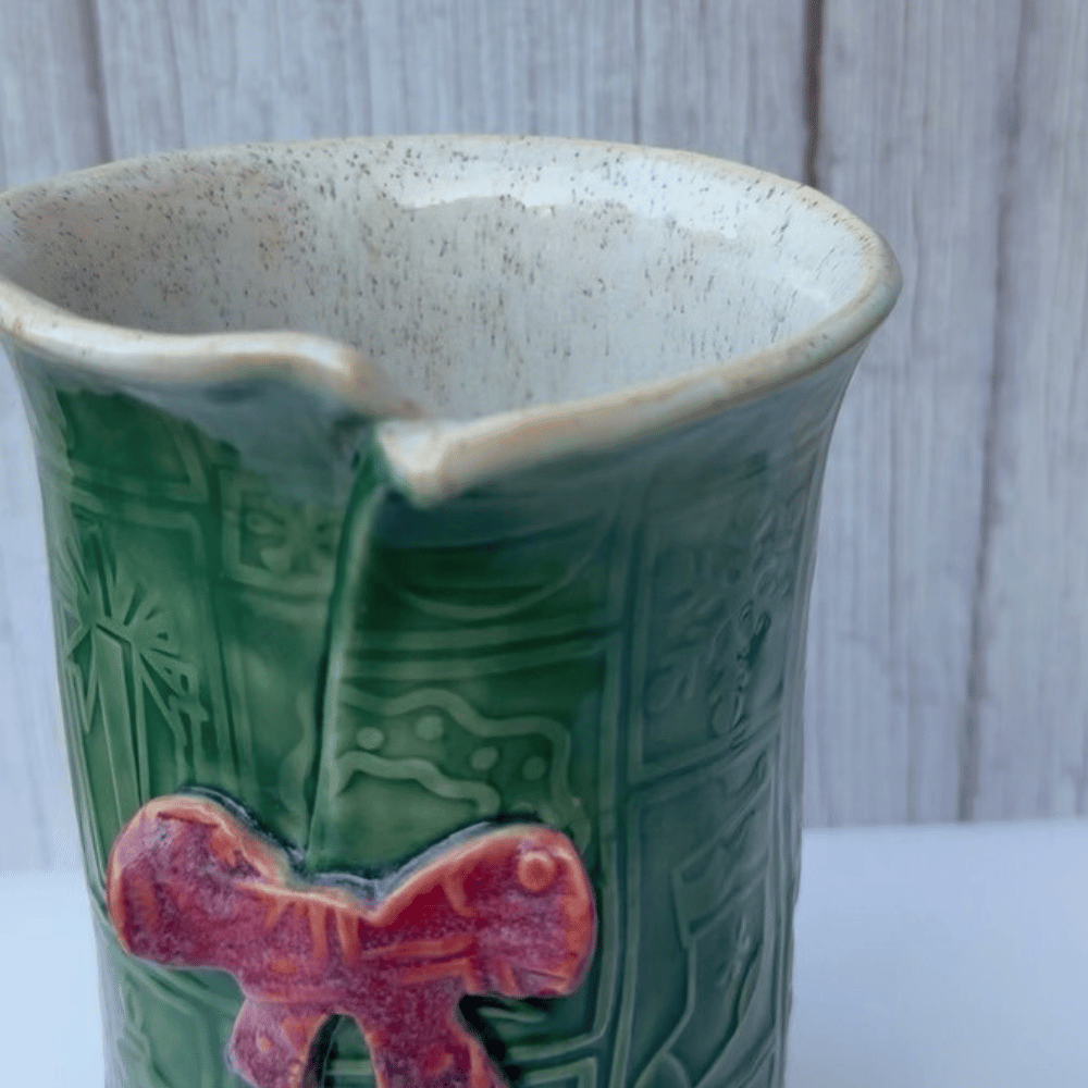 Green Xmas Ceramic Bow Vase