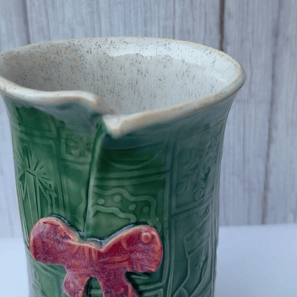Green Xmas Ceramic Bow Vase