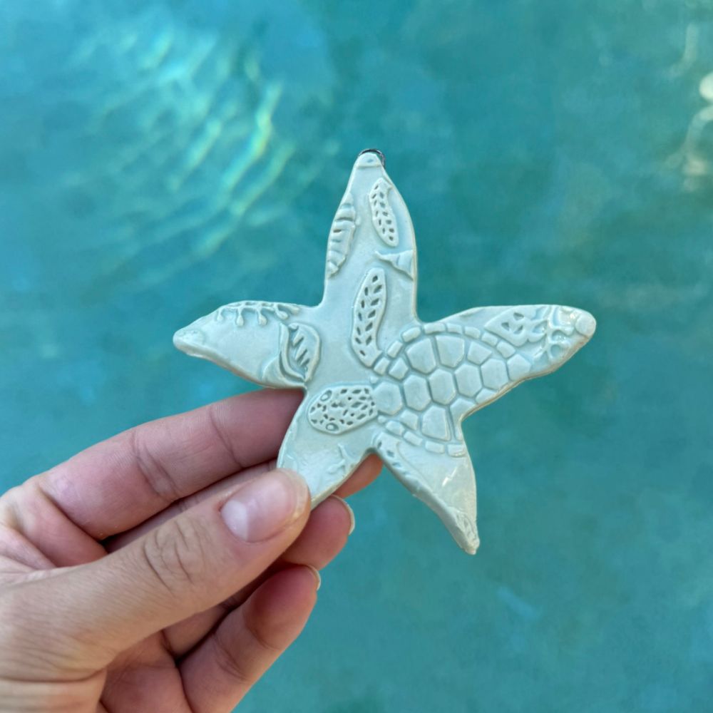 blue ceramic starfish - hanging decorations