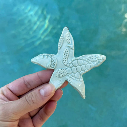 blue ceramic starfish - hanging decorations