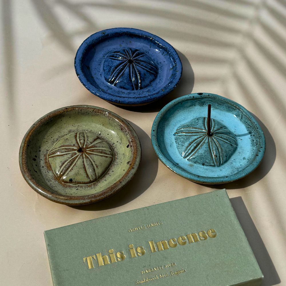 Ceramic Incense holders with sand dollar 