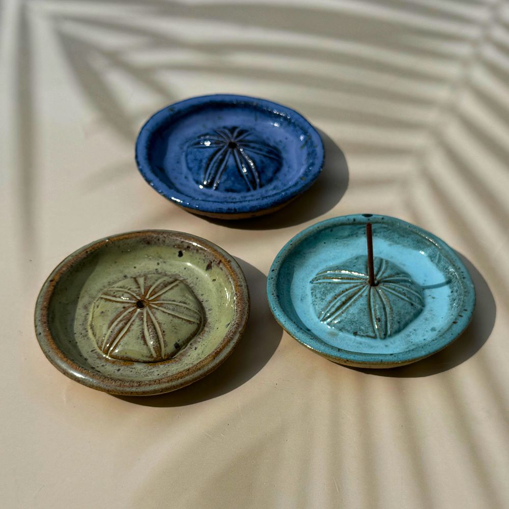 Ceramic Incense holders with sand dollar 