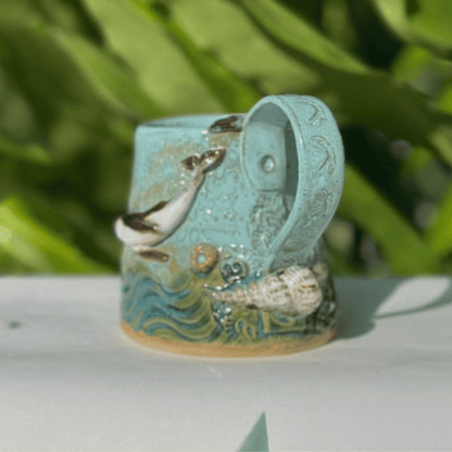 Ocean themed handmade ceramic mug Sunshine Coast