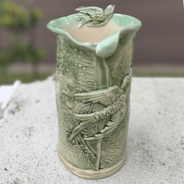 Green Bird Vase Handmade Ceramic