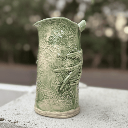 Green Bird Vase Handmade Ceramic