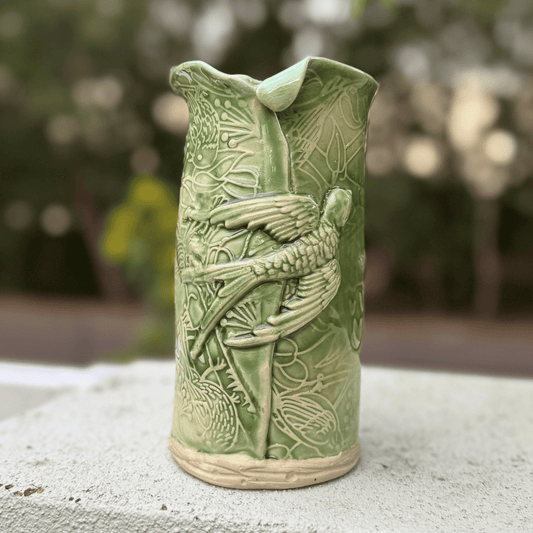 Green Bird Vase Handmade Ceramic