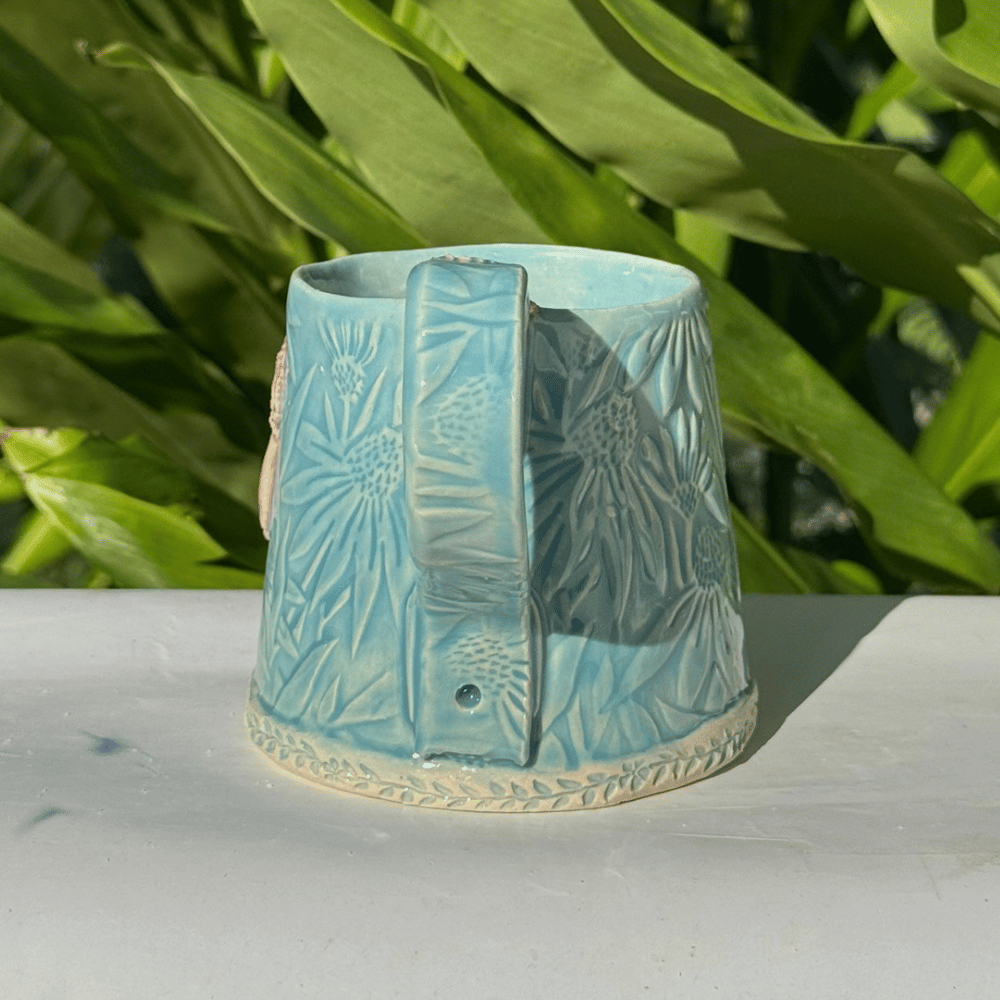 Floral pottery coffee mug Sunshine Coast