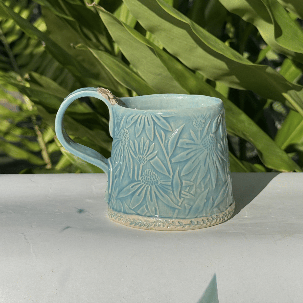 Artisan flower mug Queensland pottery gift