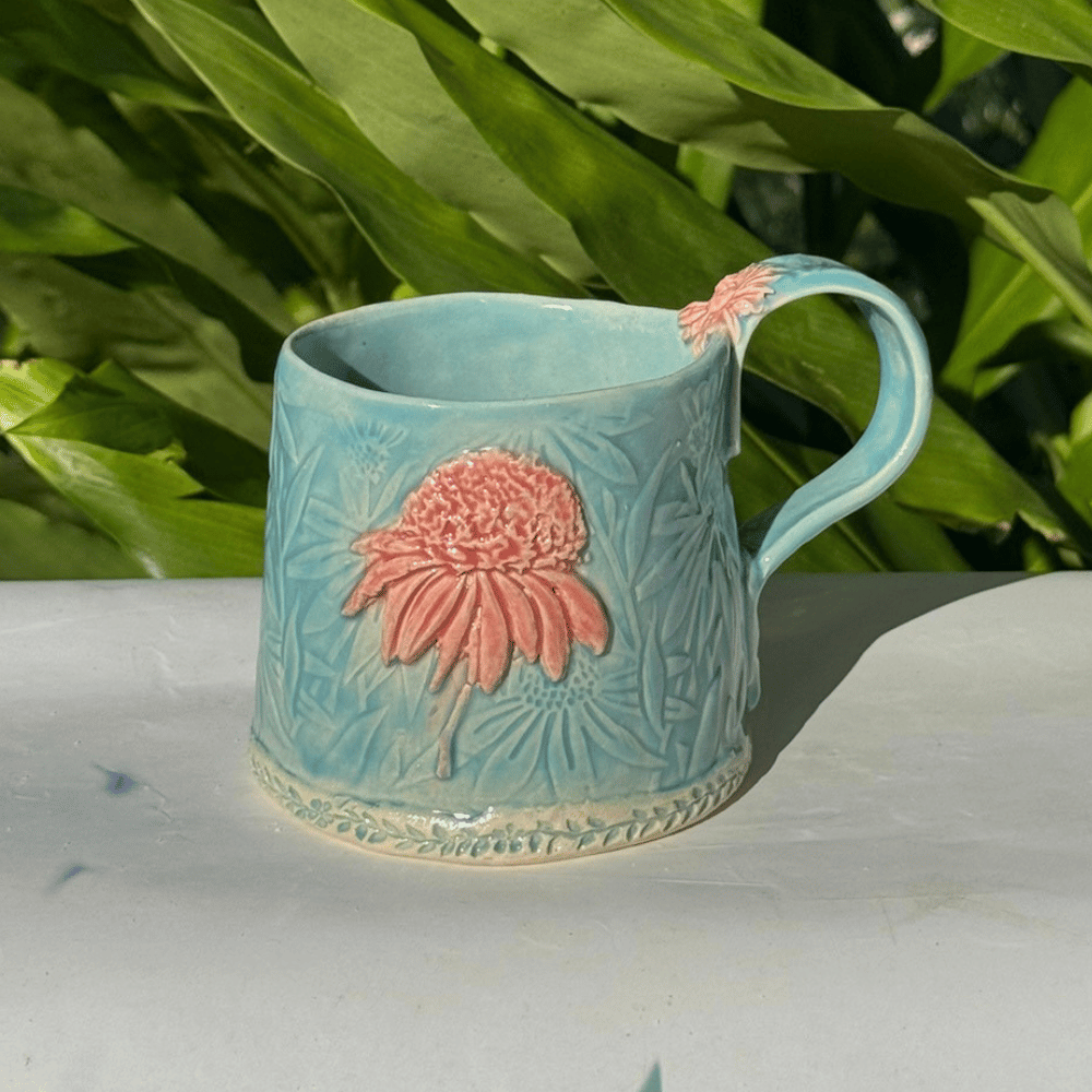 Coneflower Daydream Blush Sky mug Australia