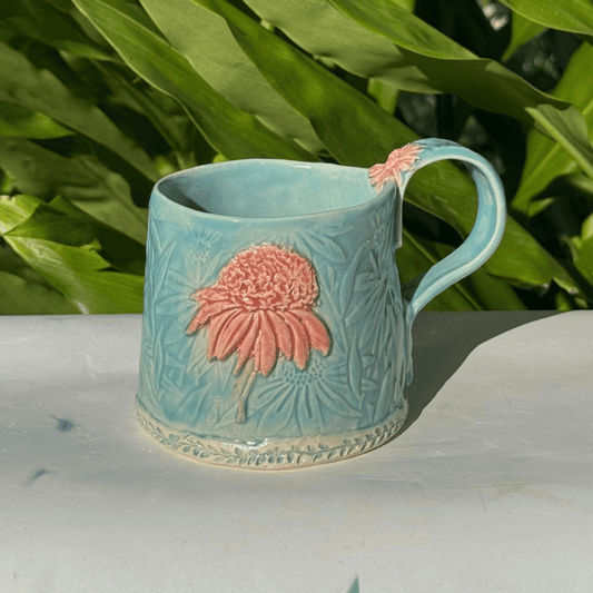 Coneflower Daydream Blush Sky mug Australia