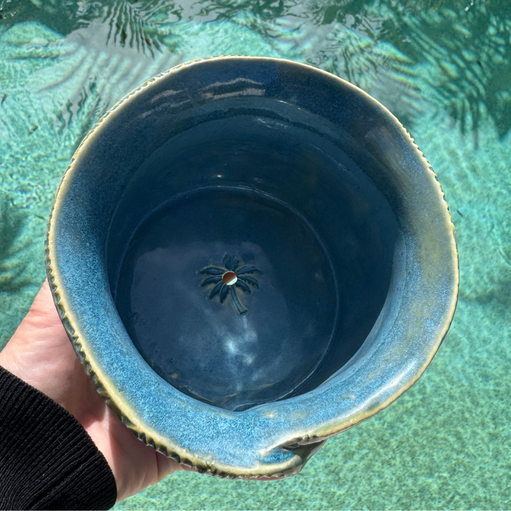Coneflower Bloom Bee Ceramic Planter
