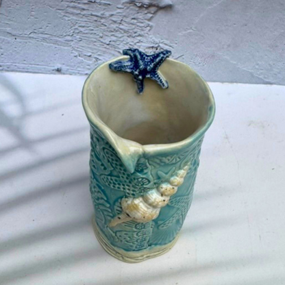Blue Ocean Shell Ceramic Bud Vase
