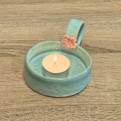 handmade ceramic candle mug turquoise tealight holder Australia