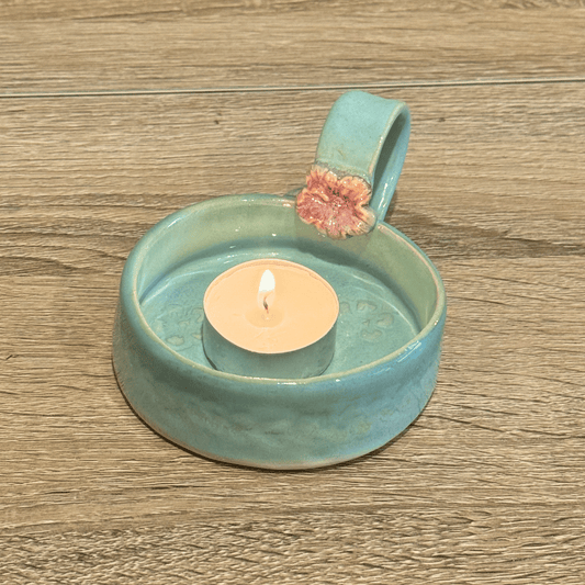 handmade ceramic candle mug turquoise tealight holder Australia