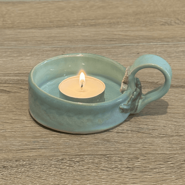 ceramic candle holder with handle turquoise Australia