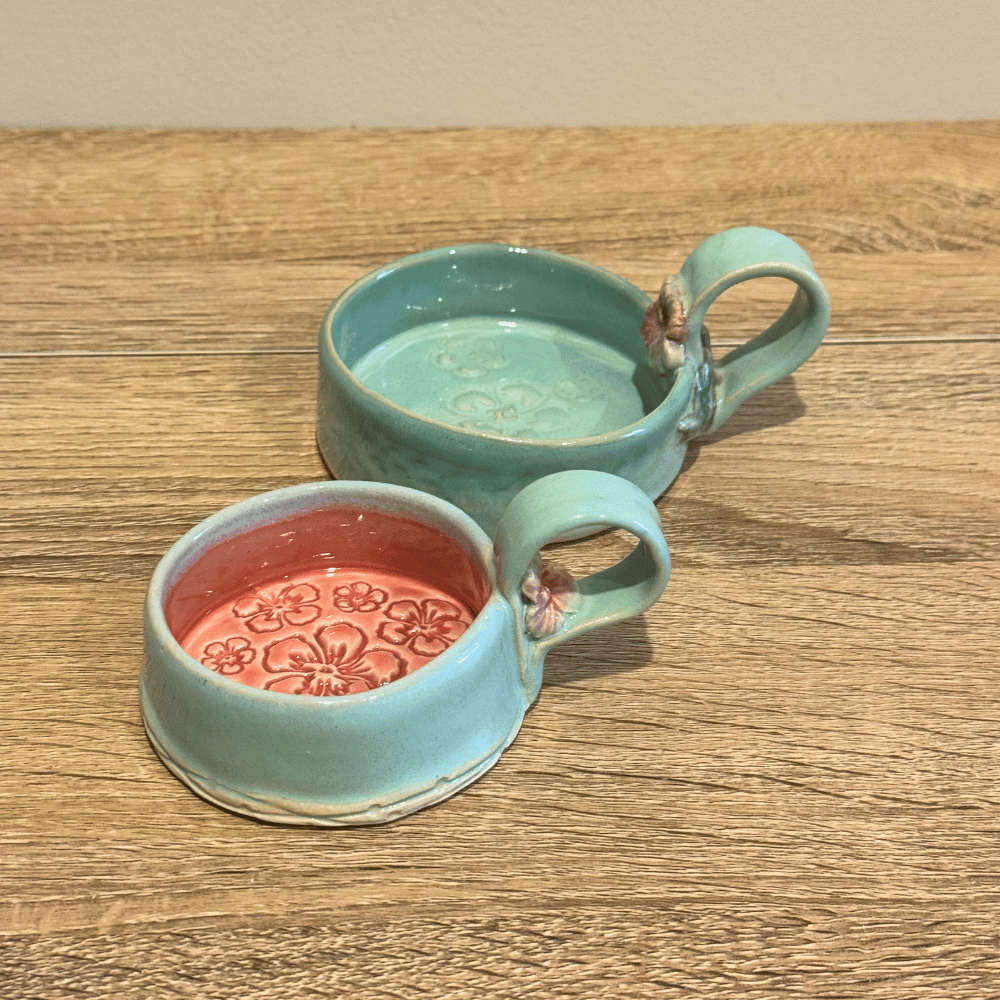 turquoise ceramic candle holder mug handmade Australia