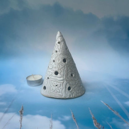 Pearly White Cone Shaped Xmas Luminary