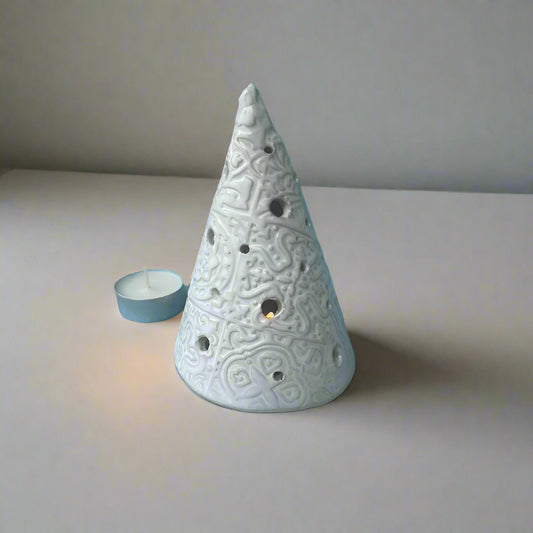 Pearly White Cone Shaped Xmas Luminary