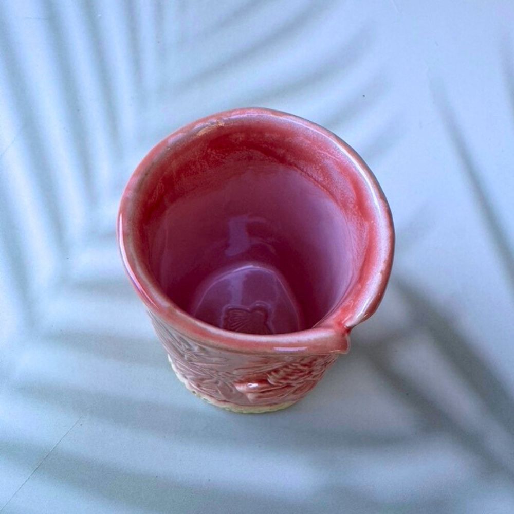 Pink ceramic bud Vase with flower details
